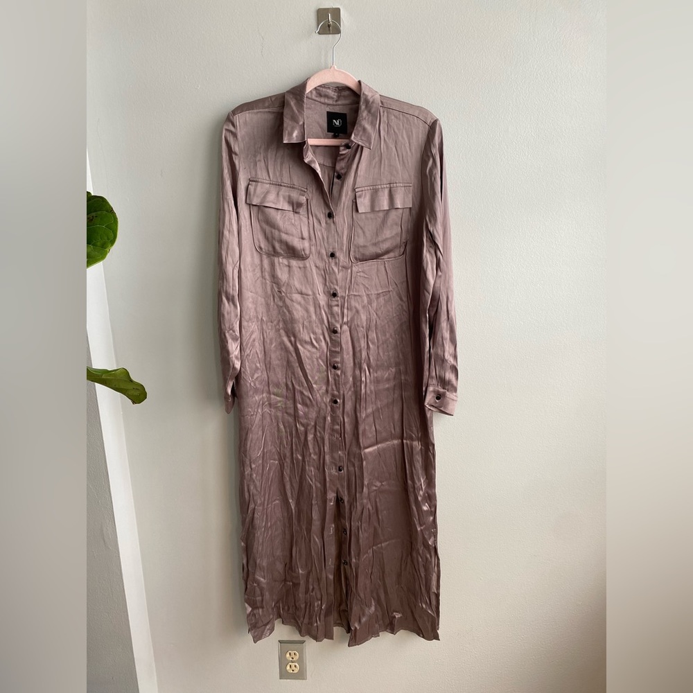 NWT NÜ Denmark maxi shirt satin dress.